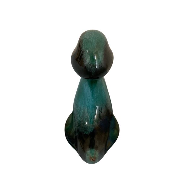 Vintage Blue Mountain Pottery Duck Figurine Green Black Drip Glaze Canada - Picture 4 of 6